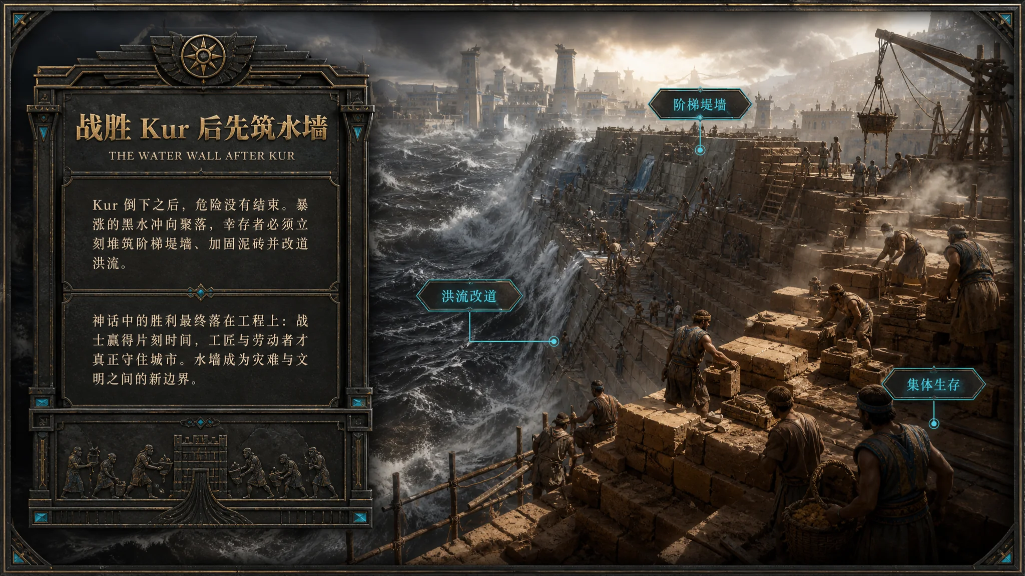 苏美尔神话中战胜Kur后修筑水墙的游戏资讯图